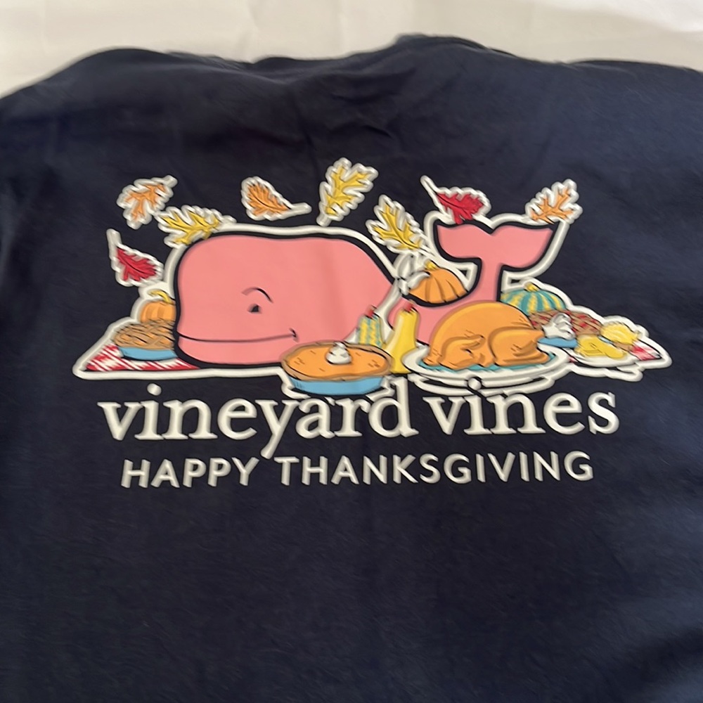 Vineyard Vines Boys Navy Long Sleeve Pocket Tee with Sleeve Logo